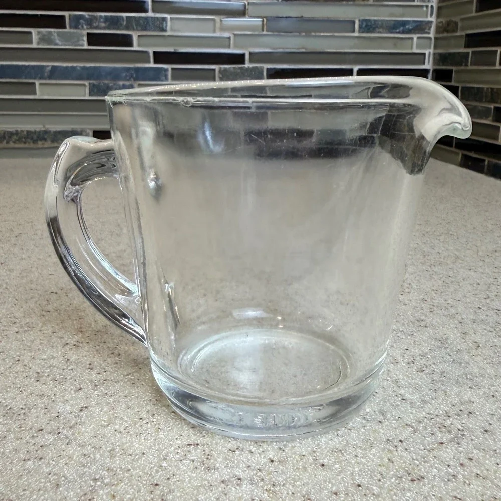 Vintage Pyrex #508 Clear Glass Measuring Cup D-Handle w/ spout 8oz Retro Kitchen